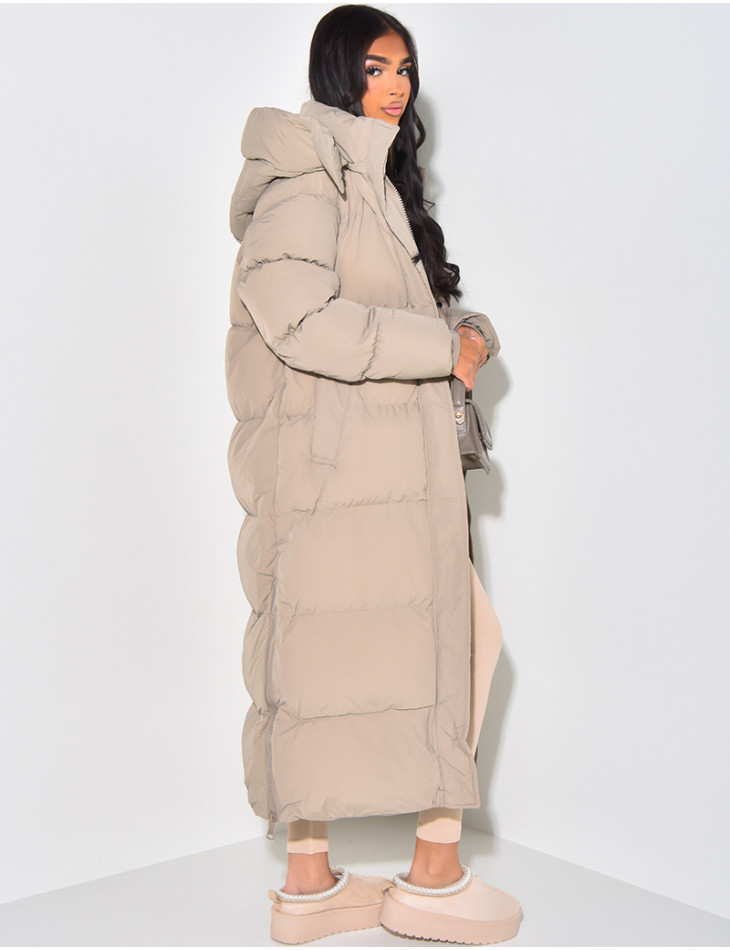 Long down jacket with hood