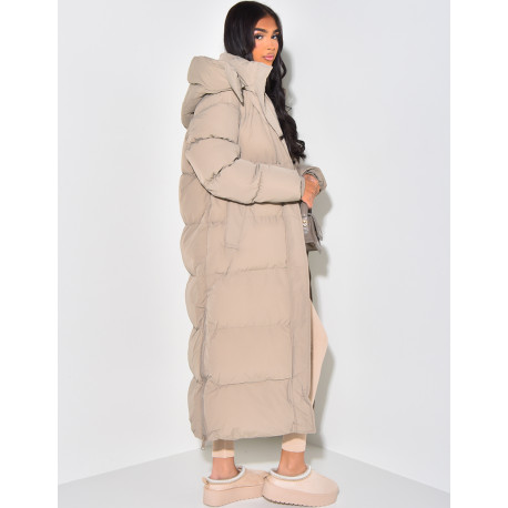 Long down jacket with hood