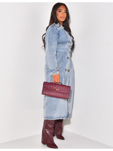 Oversized jeans trench coat with tie