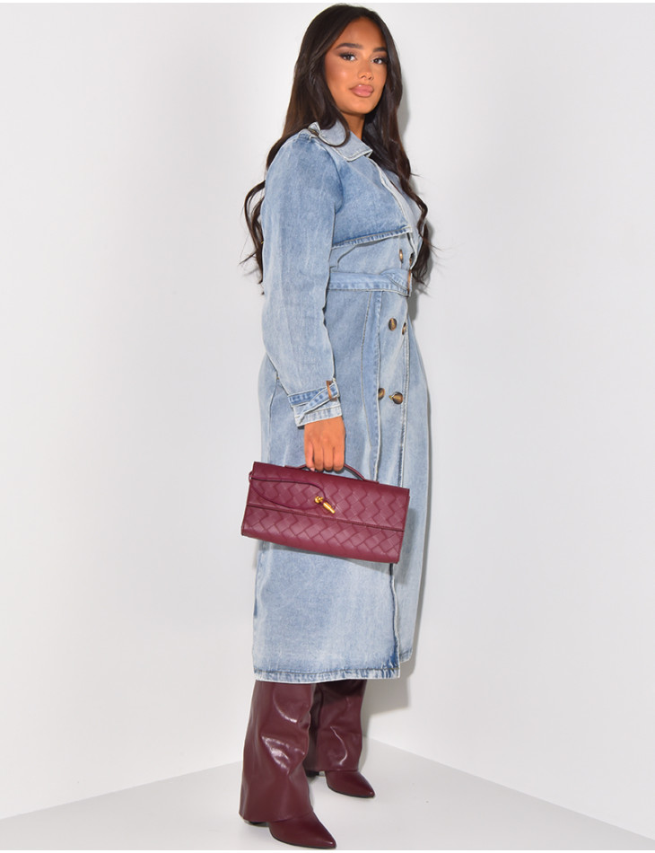 Oversized jeans trench coat with tie