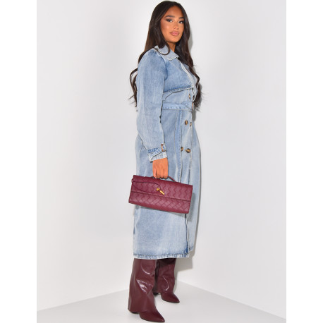 Oversized jeans trench coat with tie