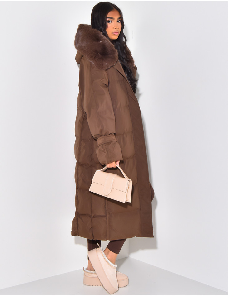 Long coat with fur inside outlet