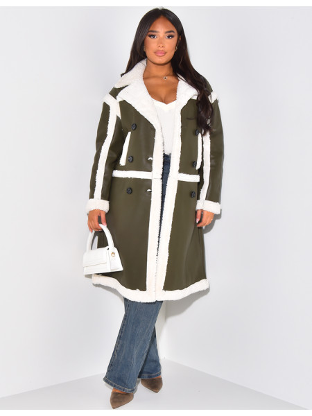 Veste en similicuir à doublure peau de mouton