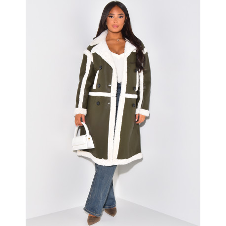 Veste en similicuir à doublure peau de mouton