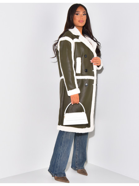 Veste en similicuir à doublure peau de mouton