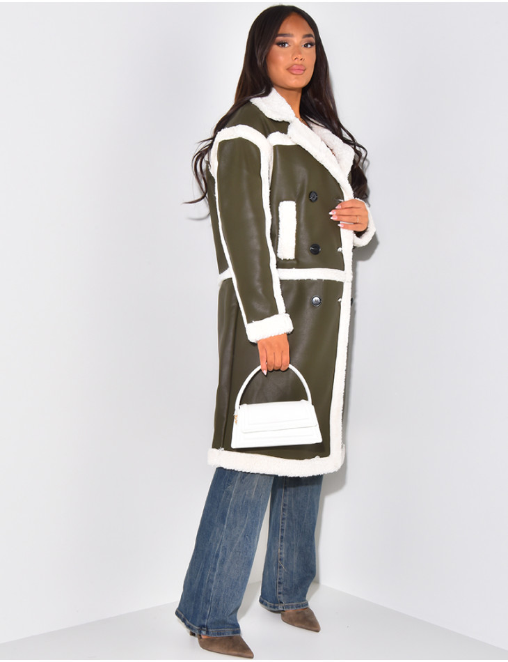 Veste en similicuir à doublure peau de mouton