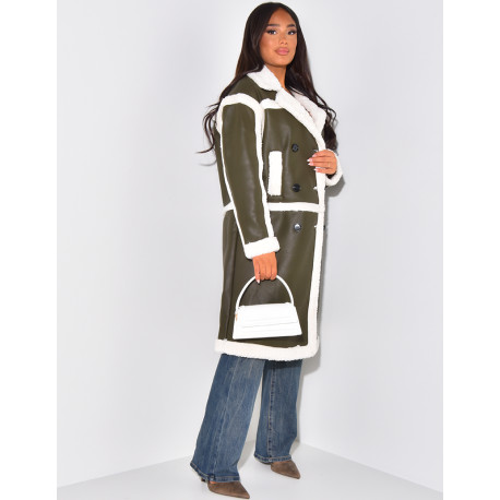 Veste en similicuir à doublure peau de mouton