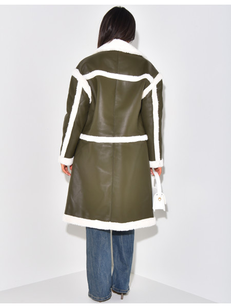 Veste en similicuir à doublure peau de mouton