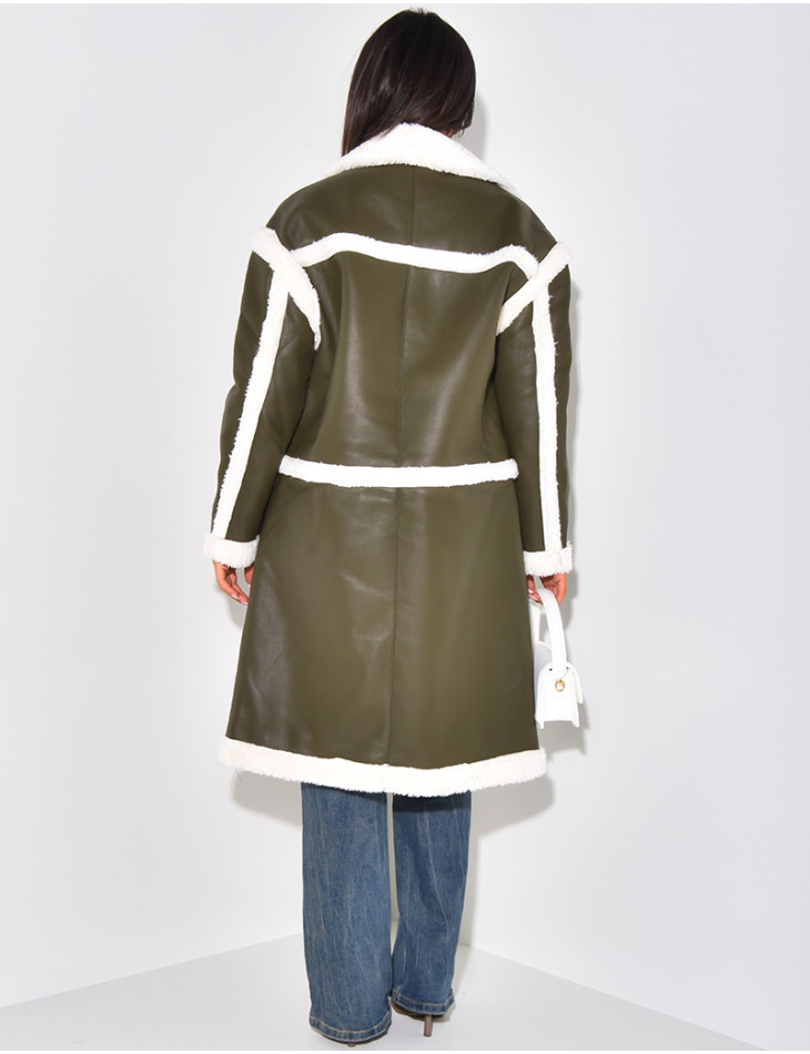 Veste en similicuir à doublure peau de mouton