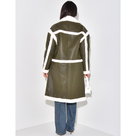 Veste en similicuir à doublure peau de mouton
