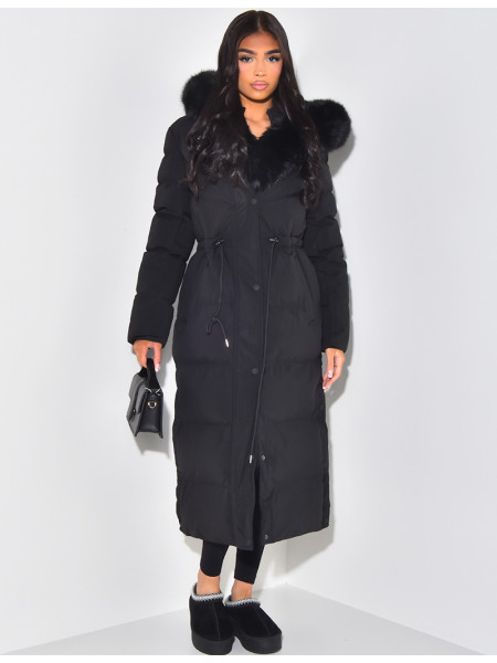 Long down jacket with hood
