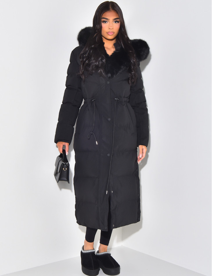 Long down jacket with hood