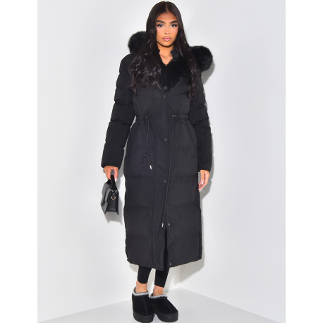 Long down jacket with hood