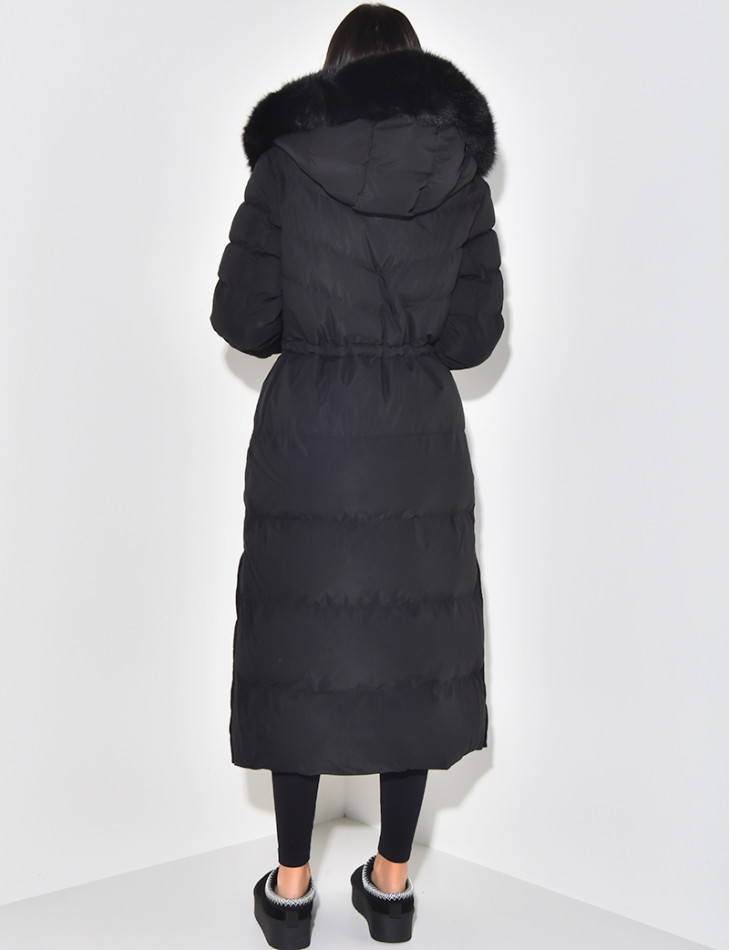 Long down jacket with hood