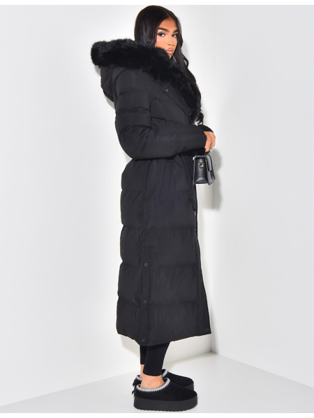 Long down jacket with hood