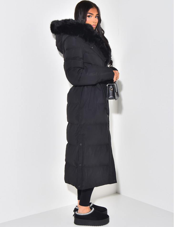 Long down jacket with hood