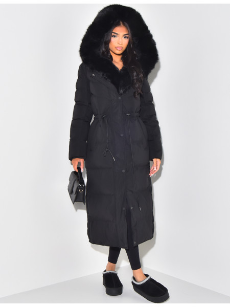 Long down jacket with hood