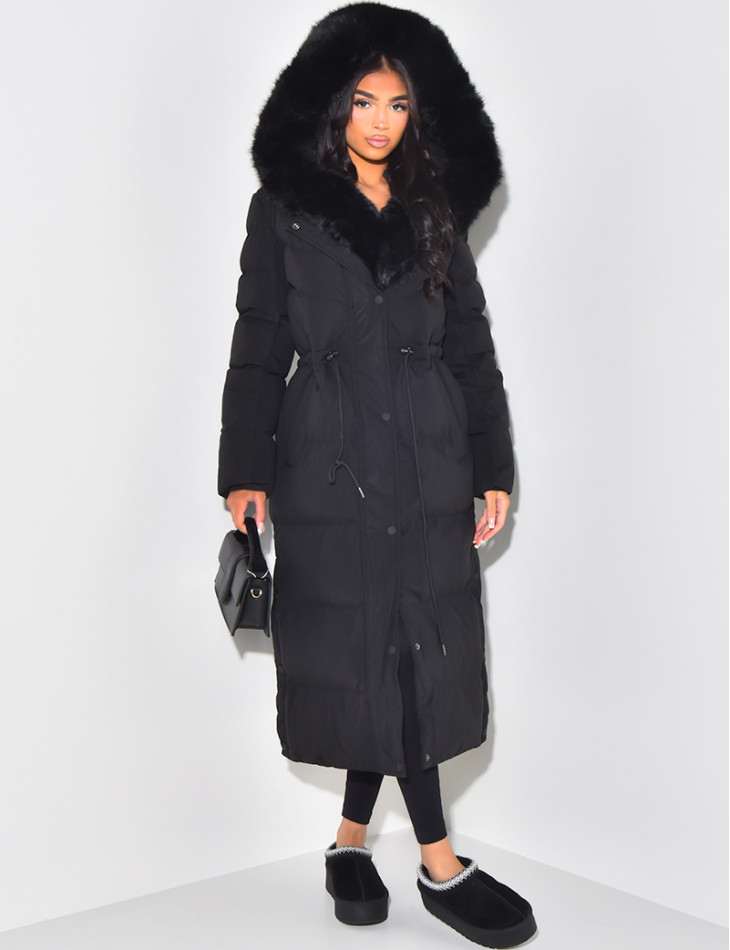 Long down jacket with hood