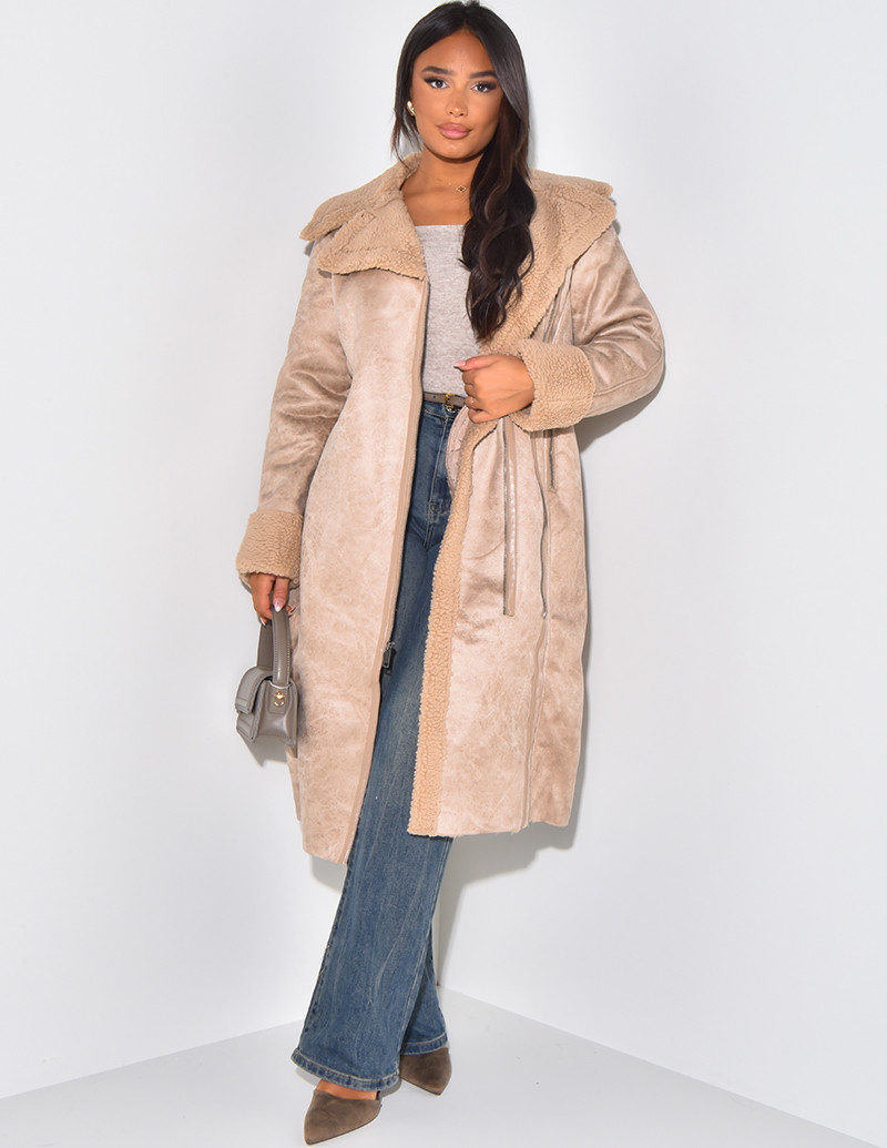 Long perfecto-style fur coat