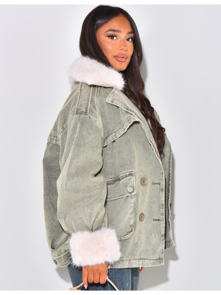 Oversized denim jacket with lining