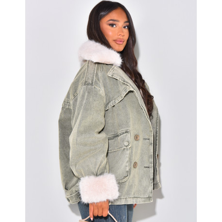 Oversized denim jacket with lining