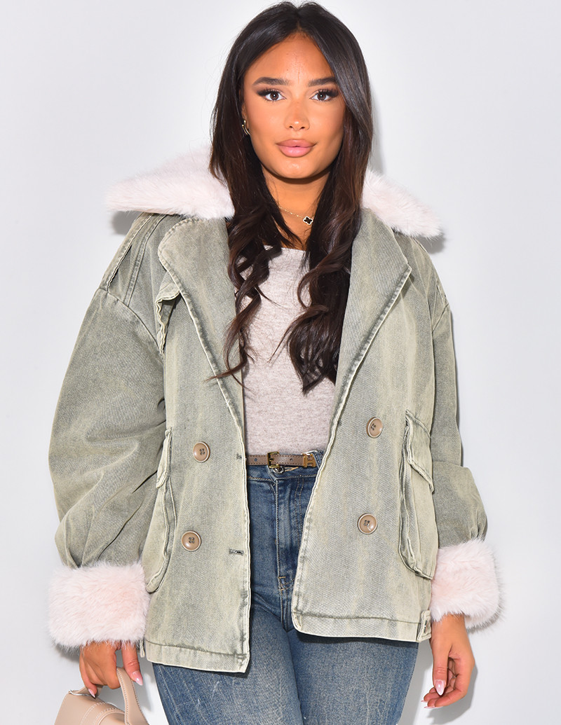 Oversized denim jacket with...