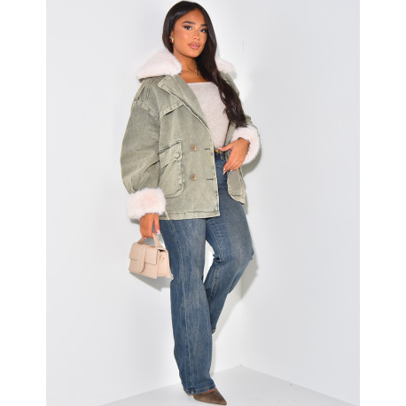 Oversized denim jacket with lining