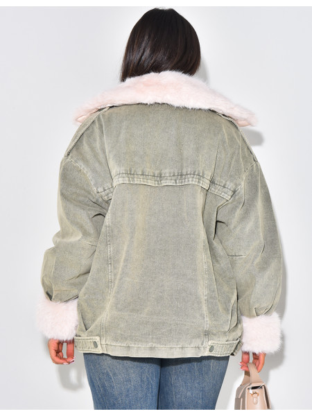 Oversized denim jacket with lining