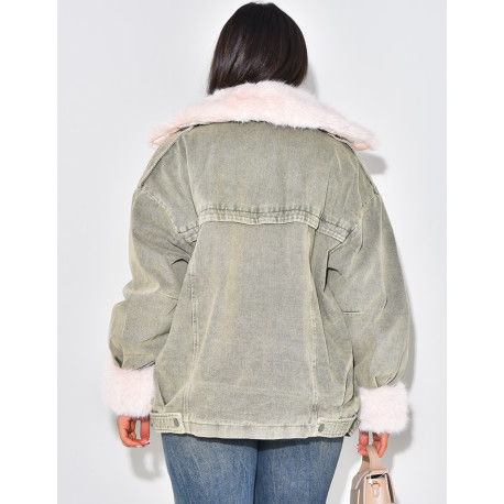 Oversized denim jacket with lining