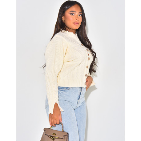 Weiche Strickjacke aus Wolle mit Zopfmuster-Effekt