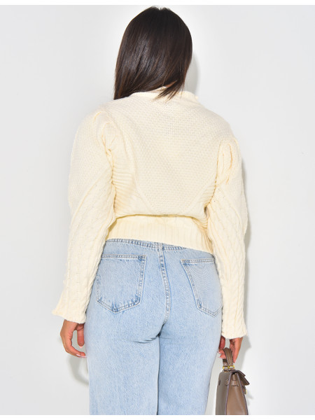 Weiche Strickjacke aus Wolle mit Zopfmuster-Effekt