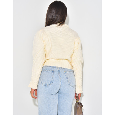 Weiche Strickjacke aus Wolle mit Zopfmuster-Effekt