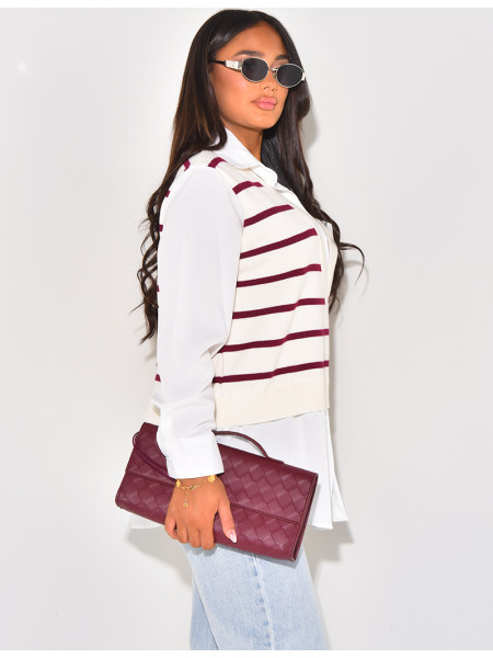 Striped sleeveless jumper with shirt lining