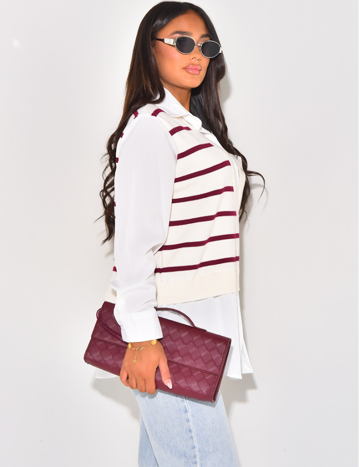 Striped sleeveless jumper with shirt lining