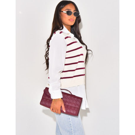 Striped sleeveless jumper with shirt lining