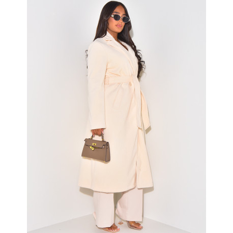 Langer Mantel mit Kaschmir-Effekt zum Binden.