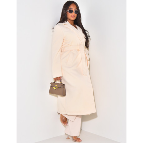 Langer Mantel mit Kaschmir-Effekt zum Binden.