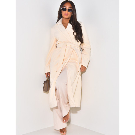 Langer Mantel mit Kaschmir-Effekt zum Binden.