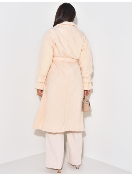 Manteau oversize en laine chiné à nouer