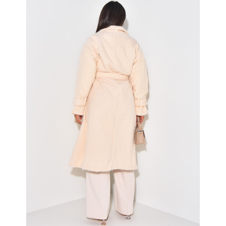 Manteau oversize en laine chiné à nouer