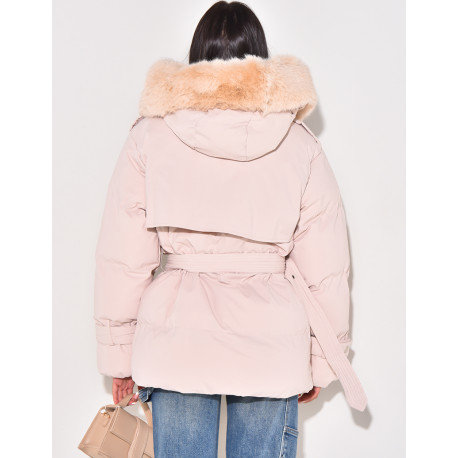 Gesteppte Daunenjacke mit Fake Fur