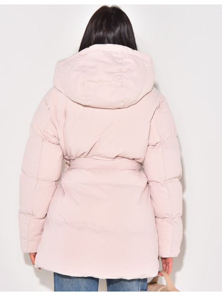 Short fitted down jacket with hood