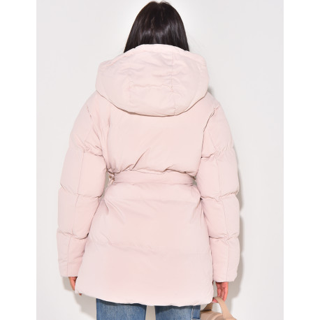 Short fitted down jacket with hood