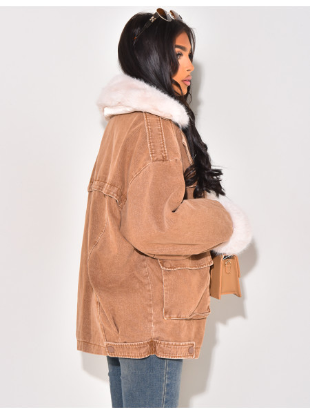 Oversized denim jacket with lining