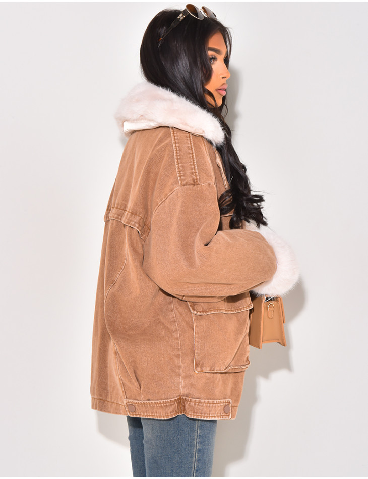 Oversized denim jacket with lining