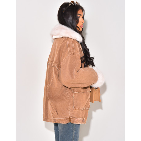 Oversized denim jacket with lining