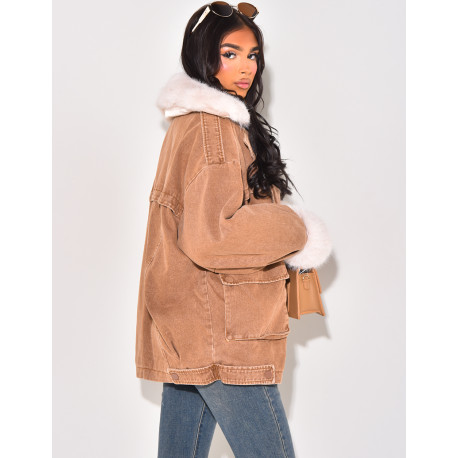 Oversized denim jacket with lining