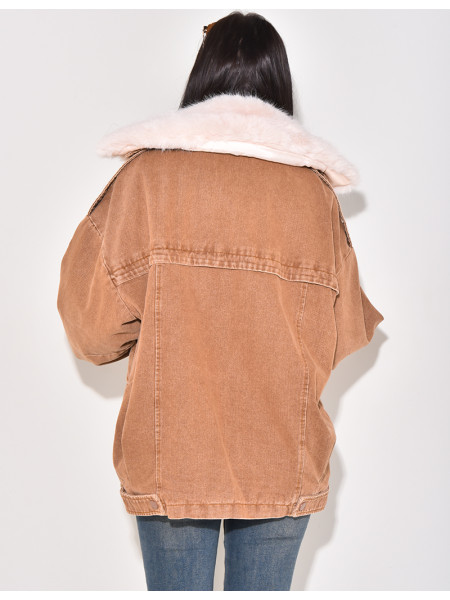 Oversized denim jacket with lining