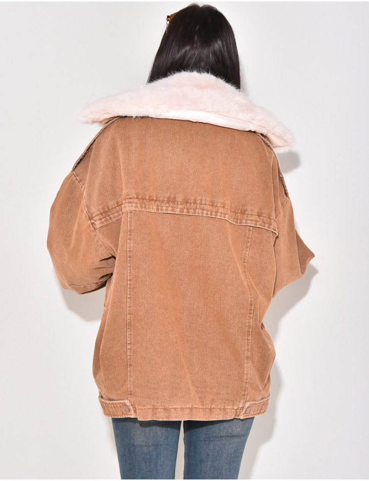 Oversized denim jacket with lining