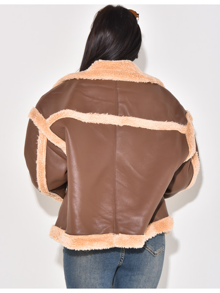 Kunstlederjacke mit Kunstfellfutter